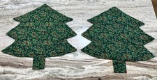 Set/2 Vintage Handmade Christmas Tree Placemats 18  Holly Cotton Cottage Core