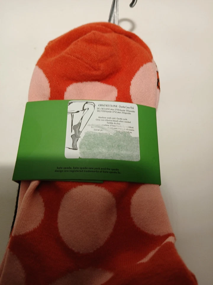 Kate Spade New York Shortie Crew Socks Pink 3 Pair One Size New - Image 4 of 4