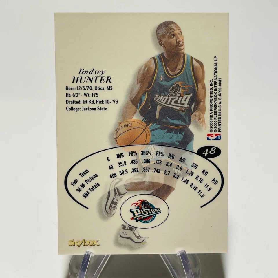 LINDSEY HUNTER 1999-00 Skybox E-X EX #48 PISTONS - Image 2 of 2