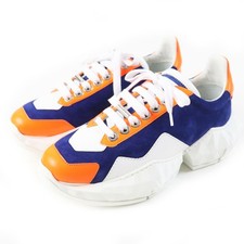 Pristine JIMMY CHOO sneakers DIAMOND Cobalt Neon Orange Calf leather Women 36