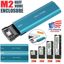 Pocket-Sized M.2 NVME SATA Hard Drive Enclosure USB-C to USB-A 10Gbps Fast New