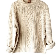 Vintage GAELTARRA hand knit Irish wool fisherman sweater M-L