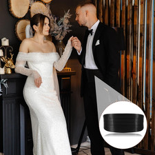 Black Cummerbund Men, 47.2 Inch Solid Color Cummerbund with Adjustable Band T...