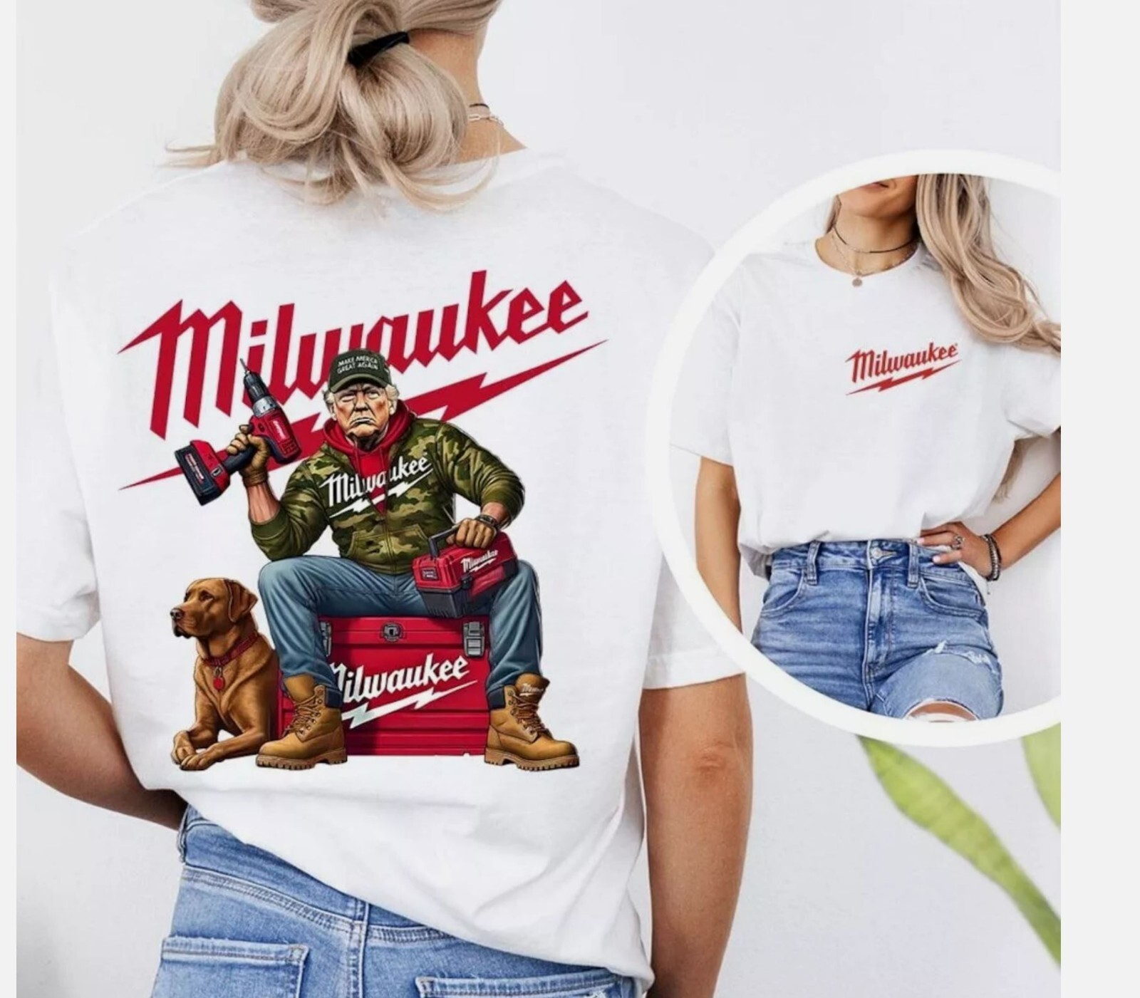 Milwaukeeee Trump Camo T-Shirt, Fuel Hand Drill Dog Hunt T-Shirt