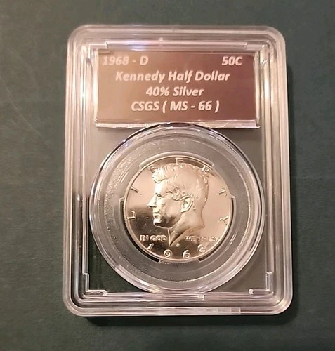 1968-D Kennedy Half Dollar, 40% Silver, Uncirculated BU Very Nice Coin