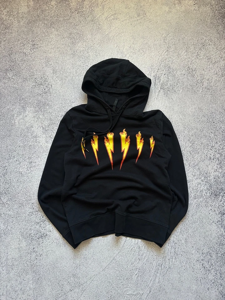 Sudadera con Capucha Neil Barrett Thunder Flame Lightning Bolt Logo Negra Para Hombre Talla M Foto 2 de 4