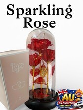 Triple LED Rose In Glass Dome New, Galaxy Enchanted Rose- Valentines Love Gift