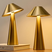 2 Pack Rechargeable Cordless Table Lamp, Gold Battery Operated Wireless Table...