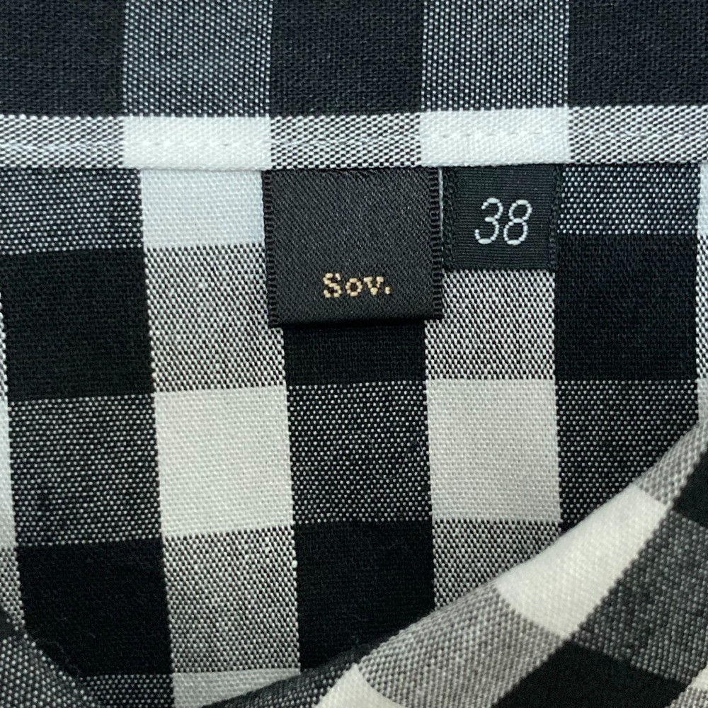 Sov. Double Standard Gingham Check Stretch Blouse… - image 5