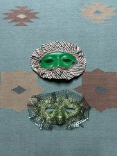 Vintage Mardi Gras masquerade half face eye mask lot of 2 handmade costume party
