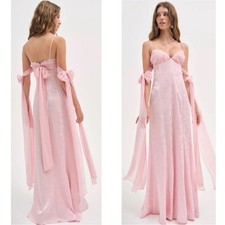 FOR LOVE & LEMONS Sheila Floral Jacquard Off the Shoulder Draped Maxi Dress Sz L