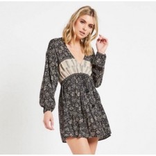 Amuse Society Lana Paisley Viscose Boho Hippie Mini Dress Large