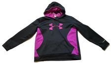 GOOD Youth Girls Under Armour XL Black  Purple Logo Hoodie