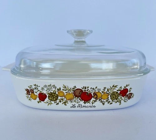 Vtg Corning Ware Spice Of Life Le Romarin A-10-B Casserole Dish W/ Pyrex Lid 2.5