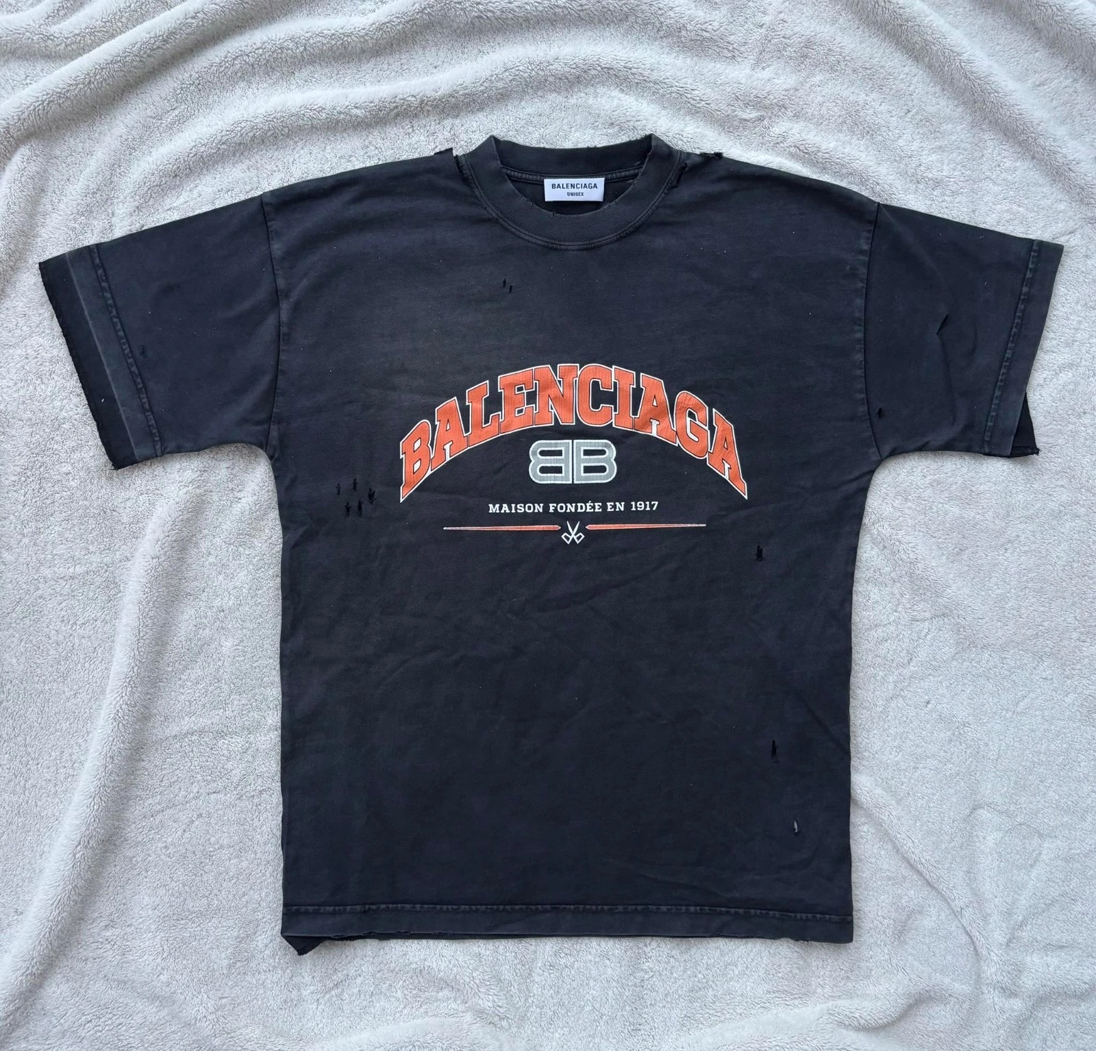 Balenciaga — Balenciaga Vintage Washed Maison Logo Tee - Fits a Sm - $700 - New - Authentic
