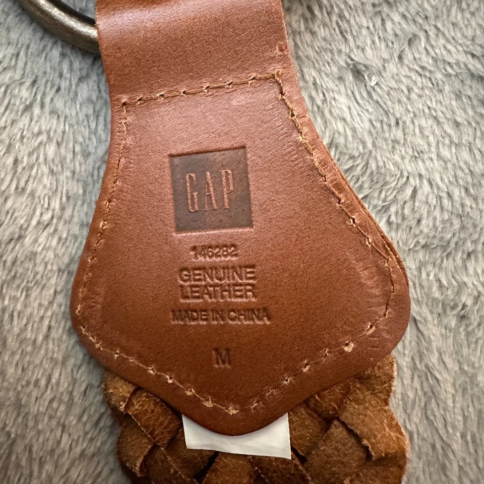 Cinturón trenzado tejido de cuero ancho grueso marrón Gap para mujer MEDIANO Foto 4 de 4