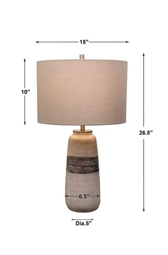 UTTERMOST 28392-1 COMANCHE OFF-WHITE CRACKLE GLAZE RUST BROWN CERAMIC TABLE LAMP - Picture 8 of 8