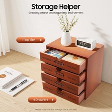 Desk Organizer with Drawers,Wooden Storage Box Drawer Organizer, 4 Drawer