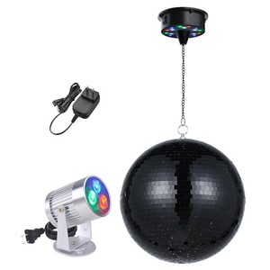 AplusChoice 12" Big Disco Ball Light and Motor 6RPM Rotator & Spotlight Black