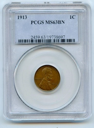 1913 Lincoln Wheat Cent 1c PCGS MS63 BN