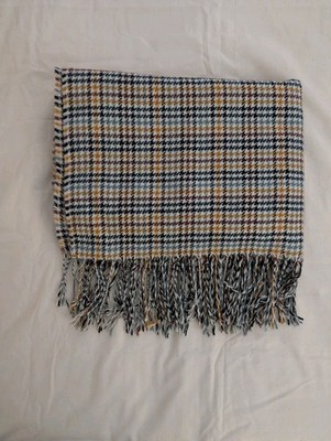 Mango MNG Multicoloured houndstooth plaid scarf w/ fringe 28''W x 77'' L+ fringe
