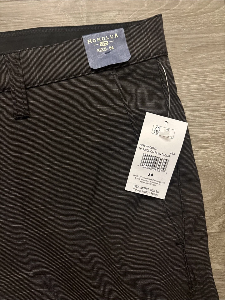 Honolua Surf Co Anchor Point Slub - Talla 34 Nuevo con Etiquetas Negro Brezo Foto 2 de 4