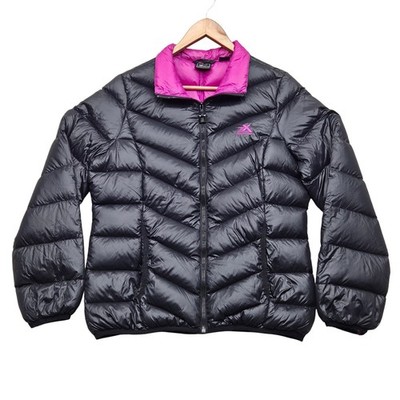 ZeroXposur Womens Down Puffer Jacket Black Pink Lined Size Medium