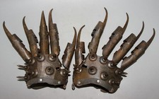 ancient Chinese old bronze sharp talons claws protection protective gloves 20506