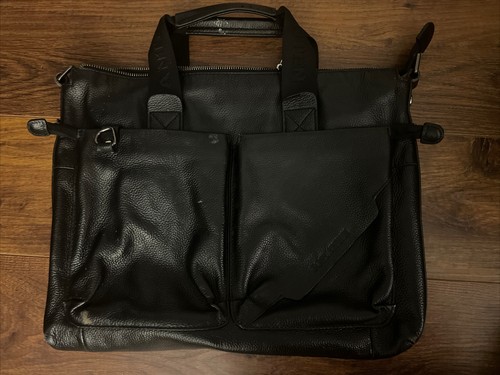 BOSTANTEN - Black Pebbled Leather / Messenger Shoulder Bag/nice Bad Small Defect - Picture 2 of 7