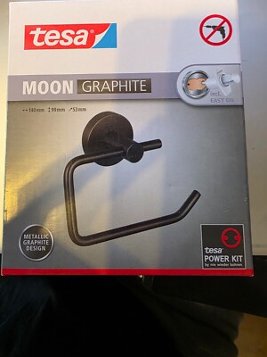 tesa  Moon Graphite Toilettenpapierhalter, selbstklebend, Metall PVD beschichtet