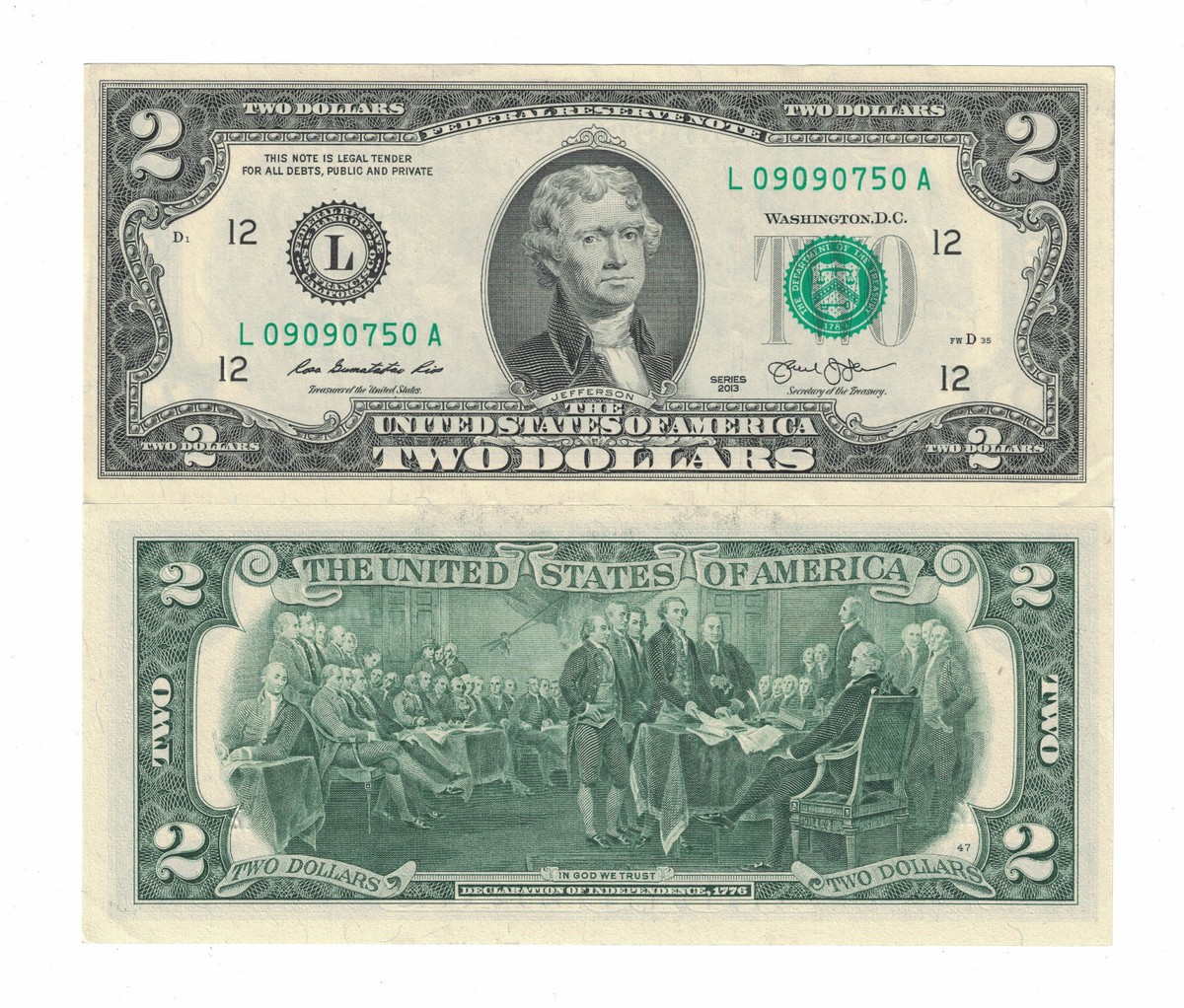 USA Banknotes $2 Dollars Bill 2013 