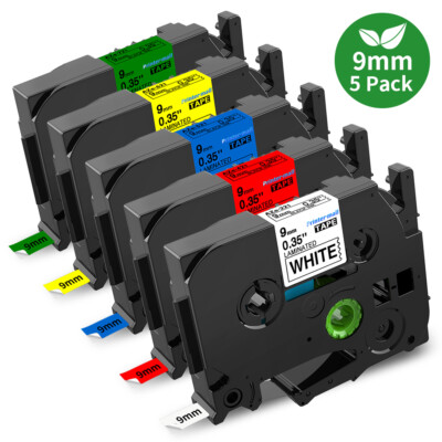 5x Schriftband TZe-221-721 TZe621 9mm kompatibel für Brother P-touch H100LB D210