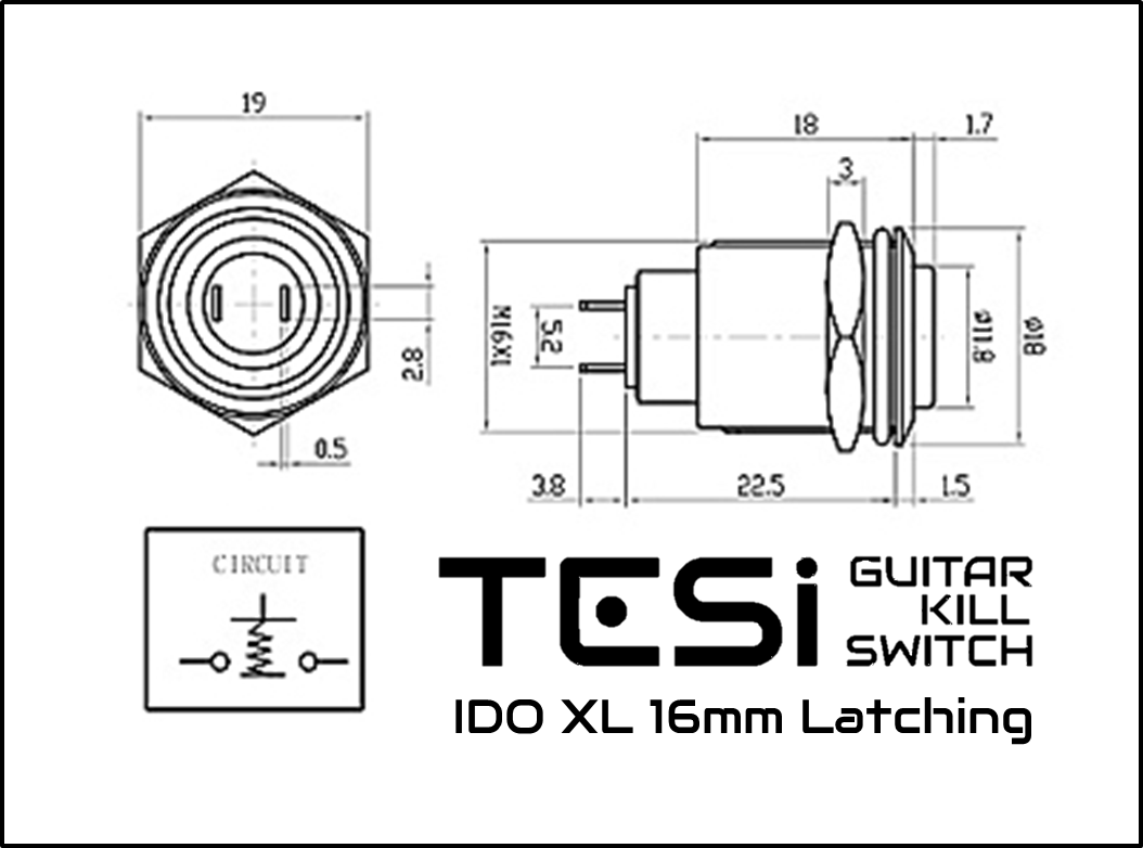 Tastiera 88 Tasti Pesati Interruttore Kill Switch Per Chitarra Tesi IDO XL 16 Mm - Pulsante In Acciaio Inox, Momantaneo, Per Effetti Stile Buckethead Pulsante Metallo Per Modifiche Chitarra - Foto 4