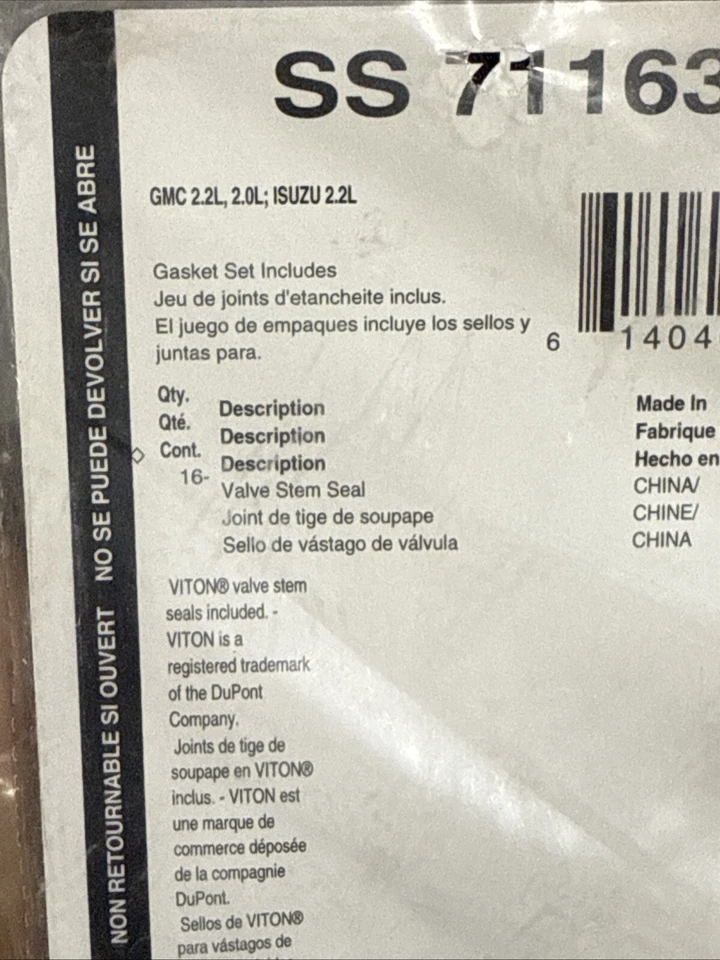 Vedação de haste de válvula Felpro SS71163-1 para Chevy Suzuki Reno Forenza Chevrolet Optra - Imagem 2 de 3
