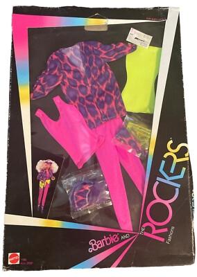 1985 Barbie and The Rockers Concert Fashions  #1166 Outfit Pink Purple Leopard