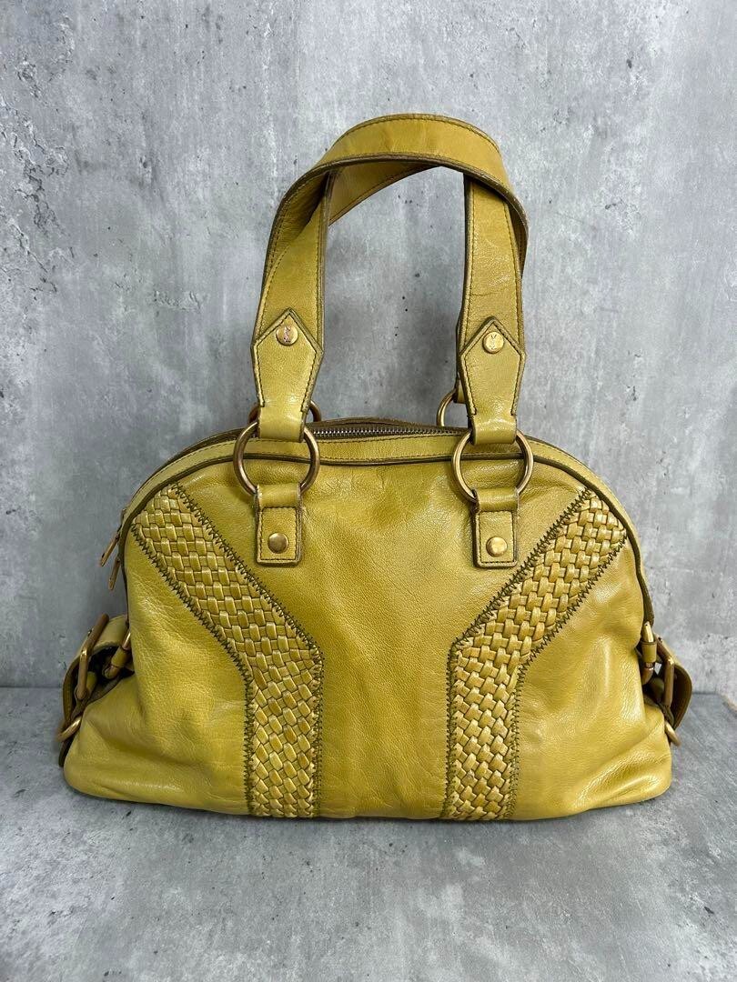 Yves Saint Laurent Muse Bag Tote Bag 2way Leather Yellow Auth | eBay