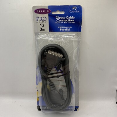Belkin 10' Pro Series Direct Cable PC File Transfer DB25 Male/Male Parallel New