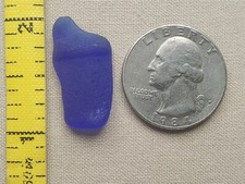 GENUINE BEACH SEA GLASS SURF TUMBLED COBALT BLUE NECK LIP FROSTED PENDANT E09