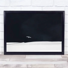 Seagull Abstraction White Minimalism Moody Sea Grey Wall Art Print