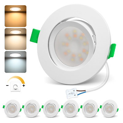 6W LED Einbaustrahler Flach/Schwenkbar Rund Dimmar Deckenleuchte EinbauSpot 230V