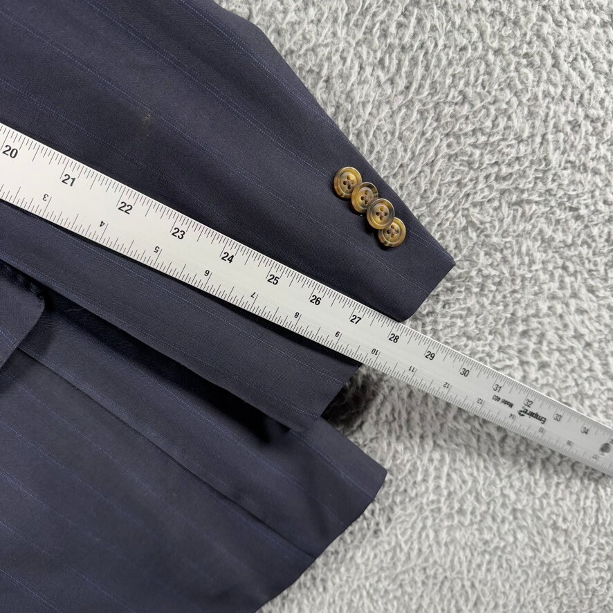 Indochino Blazer Jacket Men's 42 Blue Pinstripe Custom Sport Coat Wool Silk