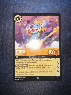 Lorcana First Chapter Stitch Rock Star Super Rare 23/204