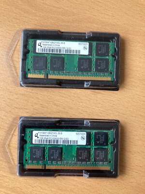 2 x Laptop 1GB RAM Modul PC2-5300 DDR2-667 Qimonda HYS64T128021HDL-3S-B