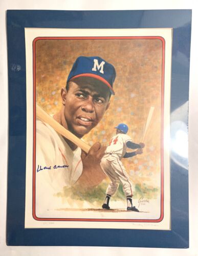 Hank Aaron Autographed Lithograph Rudy Garcia 14”x19" Hand Signed Autograph /500 - Picture 1 of 5