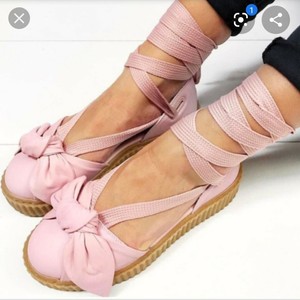 pink lace sandals