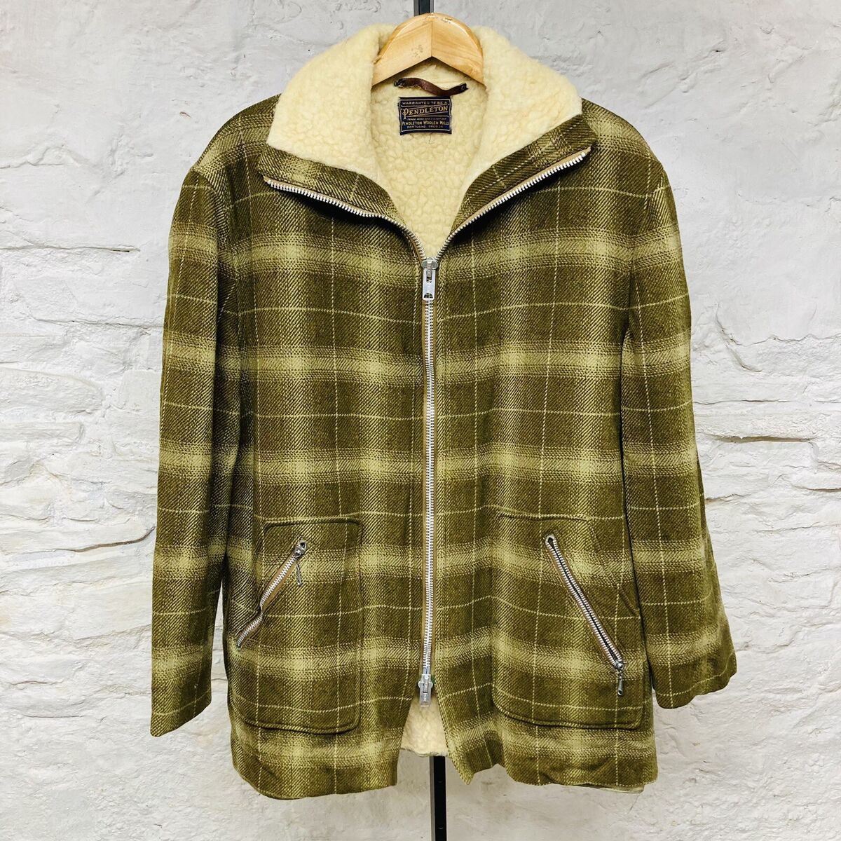 Vintage Pendleton Green Plaid Sherpa Jacket 1970s Car Coat Vintage Pendleton Green Plaid Sherpa Jacket 1970s Car Coat