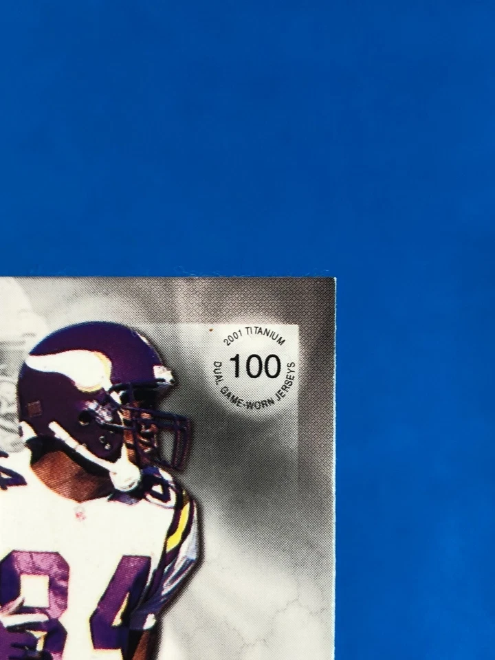 2001 Pacific Titanium Double Jerseys #100 Daunte Culpepper Randy Moss Game Worn - Image 2 of 3