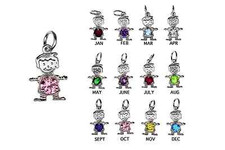 925 Sterling Silver Any Birthstone Color CZ Boy Charm Pendant For Children