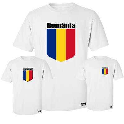 EAKS  Herren T-Shirt ''România'' Wappen Flagge Fahne Romania Rumänien Fanshirt EM