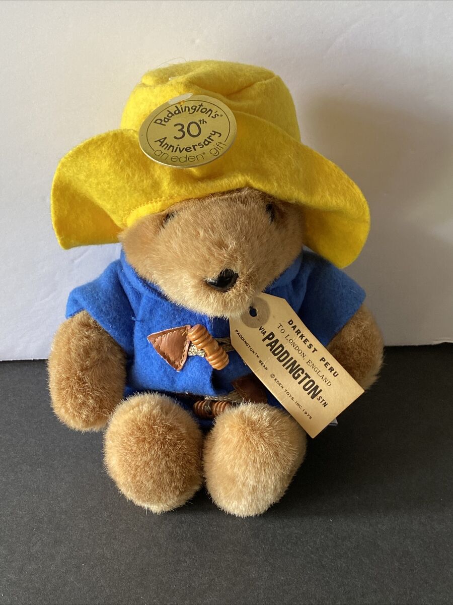 Vintage PADDINGTON BEAR Plush Doll 10” 30th Anniversary w/Tags Eden NY USA